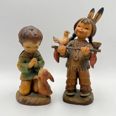 Anri Italy Hand carved Wood Figurines Numbered 6 Inch