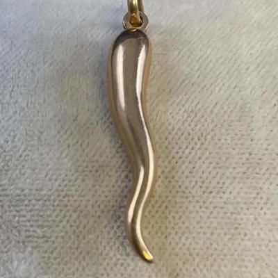 18k Gold Italian Horn Pendant 