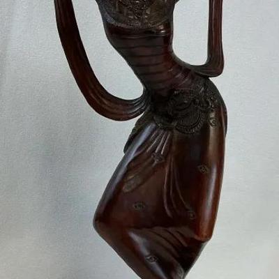 Balinese Carved Wood Dancer, Vintage