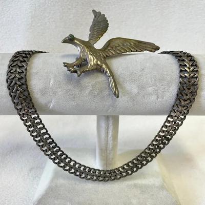 Sterling And Silver Mexico Brooch And Necklace 