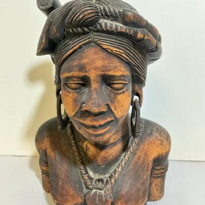 Vintage Indonesian Tribal Wooden Female Bust