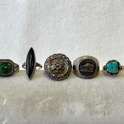 Sterling Silver Rings With Turquoise 7pcs