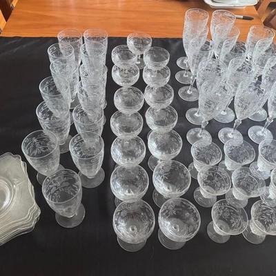 Lot 218: Etched Crystal Stemware  Early 1920- 1940’s