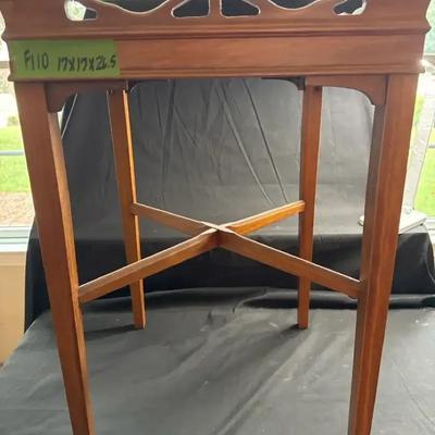 Lot 110:  Vintage Wooden Butler’s Tray Table with Pierced Gallery & X-Stretcher Base