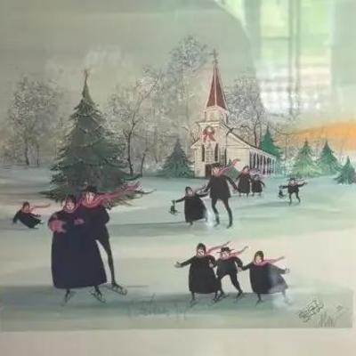 Lot 117: “Christmas Joy” by P. Buckley Moss – Signed & Numbered Limited Edition Lithograph 