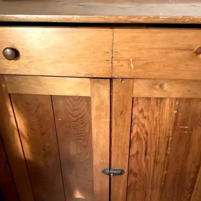 Lot 105:  Vintage Solid Pine Primitive Jelly Cupboard with Drawer – 42.5” 