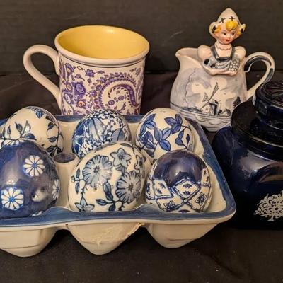 Sale Photo Thumbnail #21: Blue & White Ceramic Decor Lot