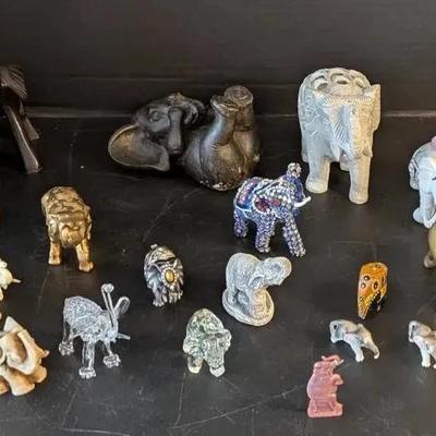 Sale Photo Thumbnail #93: Lot of 23 Elephant Figurines – Mixed Materials & Styles