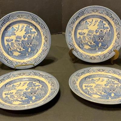 Sale Photo Thumbnail #90: Set of Churchill Blue Willow Plates And Bowls– Made in England