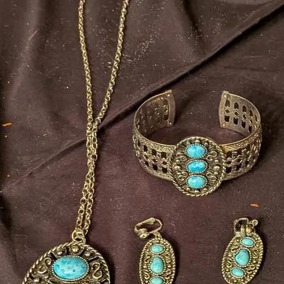 Sale Photo Thumbnail #61: Turquoise-Style Jewelry Set – Necklace, Bracelet & Earrings