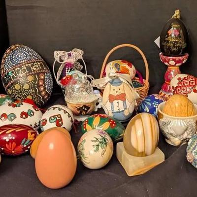 Sale Photo Thumbnail #41: Lot of Hand-Painted Decorative Eggs – Asian & Folk Art Styles