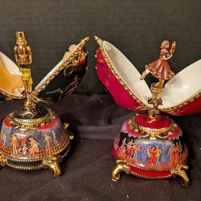 Sale Photo Thumbnail #24: Pair of Decorative Musical Egg Trinket Boxes