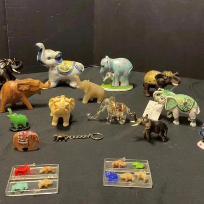 Sale Photo Thumbnail #94: Lot of 29 Elephant Figurines – Assorted Styles & Materials