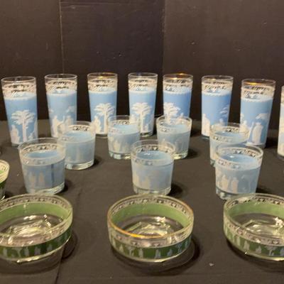 Sale Photo Thumbnail #86: Vintage Wedgwood-Inspired Glassware Collection – Blue & Green Jasperware Style