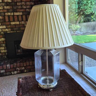 Vintage Glow - Hexagon Clear Glass & Brass Table Lamp - Works
