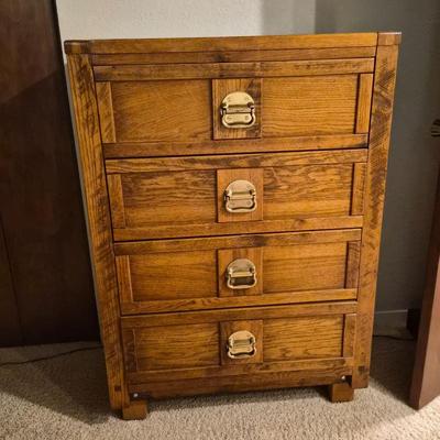 Vintage Dixie 'Clipper Ship' Four-Drawer Wood Dresser & Wall Mirror