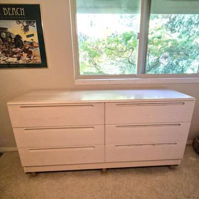 Lowboy Style Blonde Wood Six Drawer Dresser