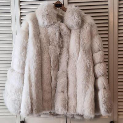 Saga Fox Off-White Hip-Length Fur Coat