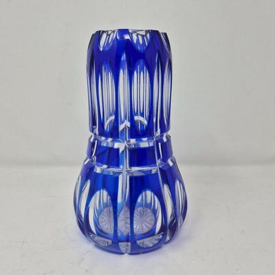 Bohemian Cobalt Glass Vase 8-Inch
