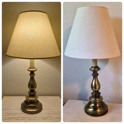 Pair of Brass Candlestick-Style Table Lamps