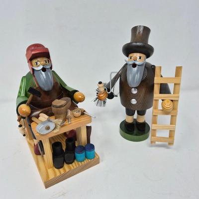 German “Bearded Ones” Incense Smoker Duo – KWO Erzgebirge Folk Art