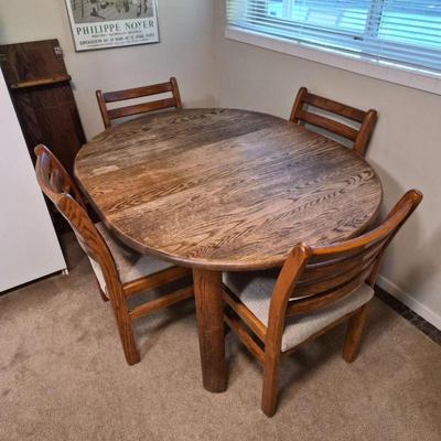 Oval Dining Table & Four Chairs & Extra Leaf