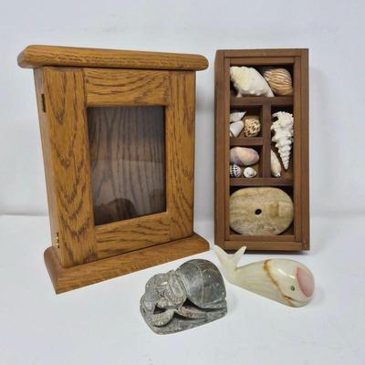 Shadowbox of Natural Treasures - Shell, Alabaster & Soapstone
