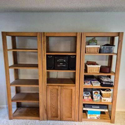 Three Piece Wood Shelving Units