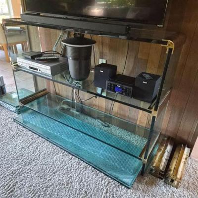 Pace Collection Modern Glass Etagere with Brass ($3500)