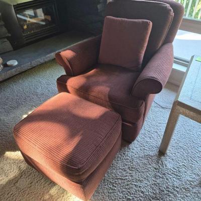 Bauhaus Cranberry Jute Fabric Chair with Matching Hassock (#2)