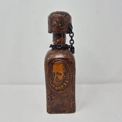 Leather Wrapped & Embossed Spirits Bottle 9-Inch