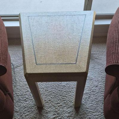 Angular Lacquered Wicker-Look Side Table
