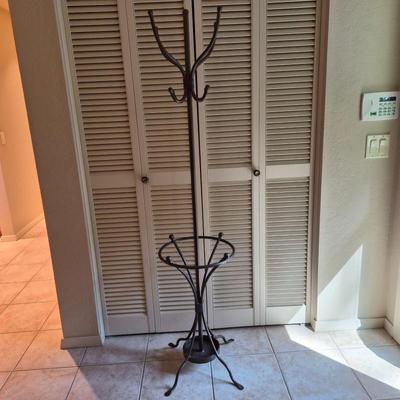 Space Saving Brown Metal Entryway Coat Rack