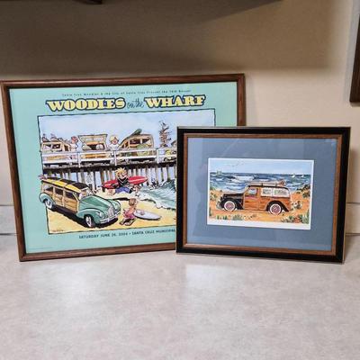 'Woodies on the Warf' Dederick Print & Original Watercolor S.W. Barnes