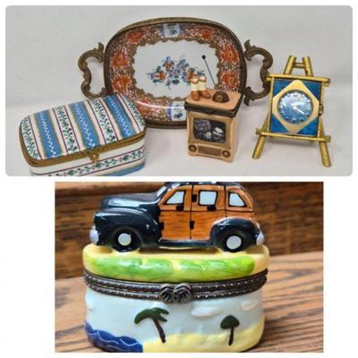 Porcelain Boxes, Soap Dish, Mini Clock - Limoges, Sheffield & More