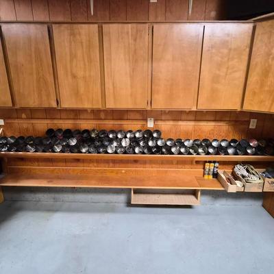 Wall of Screws, Nail Fasteners in Coffee Cans