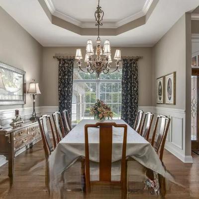 Sale Photo Thumbnail #144: Dining room-table, eight chairs, pads, 2 leaves and a beautiful buffet.