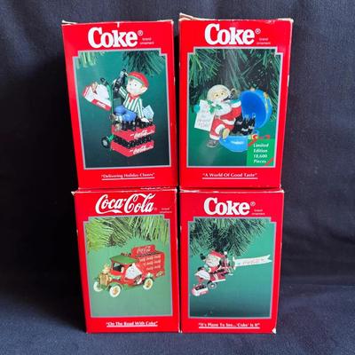 Vintage Coca-Cola Enesco Santa Ornaments