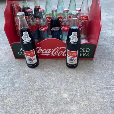 Metal Coke Caddy & Bottles
