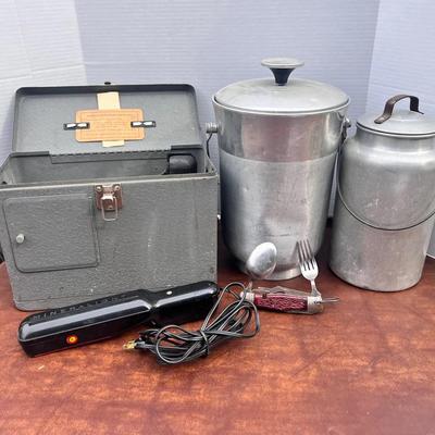 Aluminum Ice Bucket & Milk Can Container, Camping Hobo Knife, Mineral Light UV Case USA 