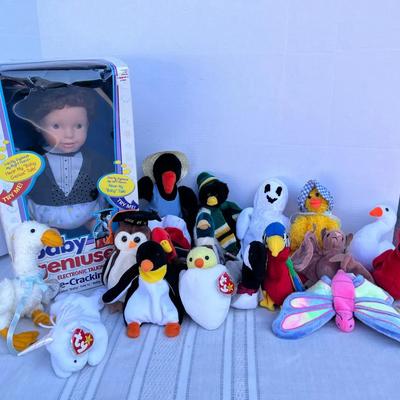 Baby Geniuses Talking Doll Box, Beanie Babies Birds Ducks Ghost Bat 