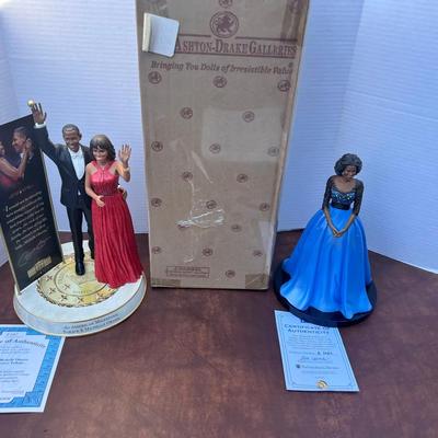 Michelle Barak Obama Dolls Statue Figure, Ashton Drake Talking Obama New Box