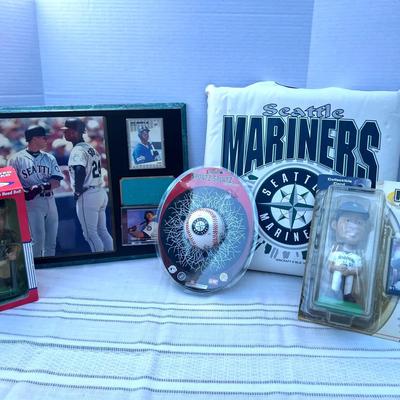 Mariners Stadium Cushion, MLB Ichiro Bobble heads (2), Mariners Wall Plaque 