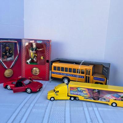 Brett Favre Wheaties Figure & Box, Dale Earnhardt Truck, Nylint Sound School Bus Toy