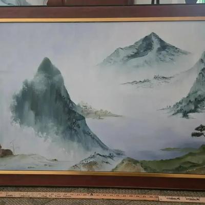 Original Oil Painting of Mountain Scene