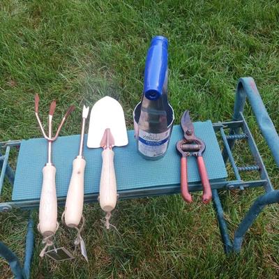 2 Kneel Board/Seats and Various Gardening Tools