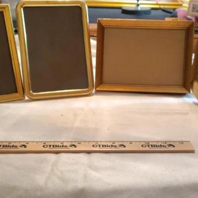 5 Gold Colored Metal Picture Frames
