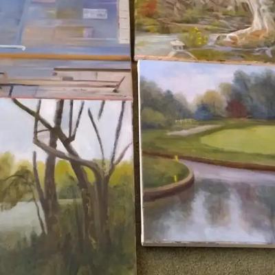 On The Green Original Oil Paintings, 4 Pieces