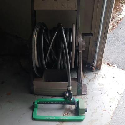 Garden Hose Reel with Hose and Sprinkler 