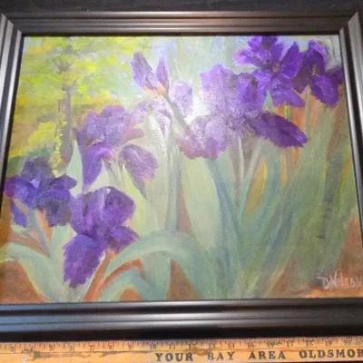 Original Oil Painting Purple Irises 